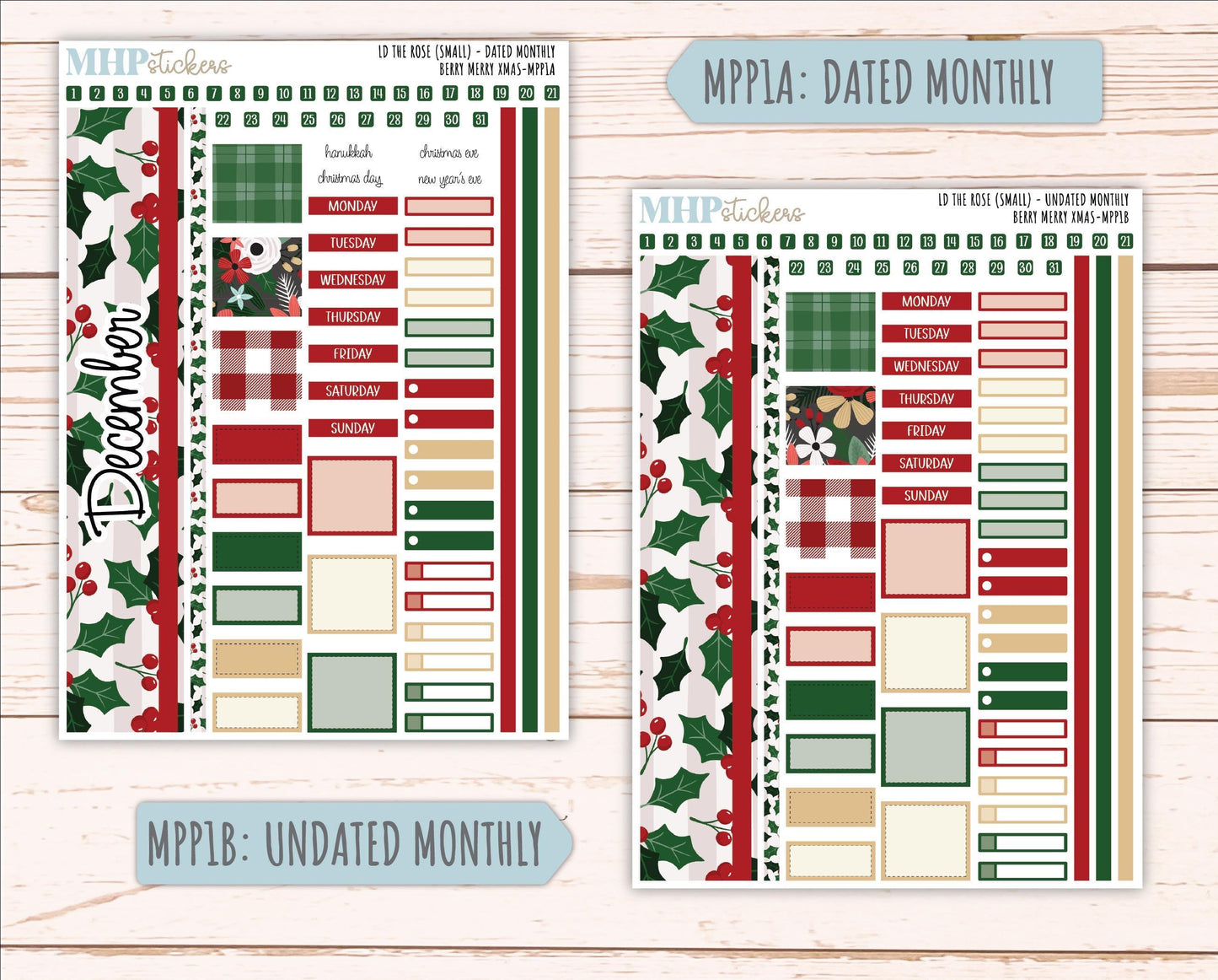 DECEMBER 2025 Stickers for The Rose Small Laurel Denise Planner (Formerly Mini Project Planner) "Berry Merry Xmas" || MPP