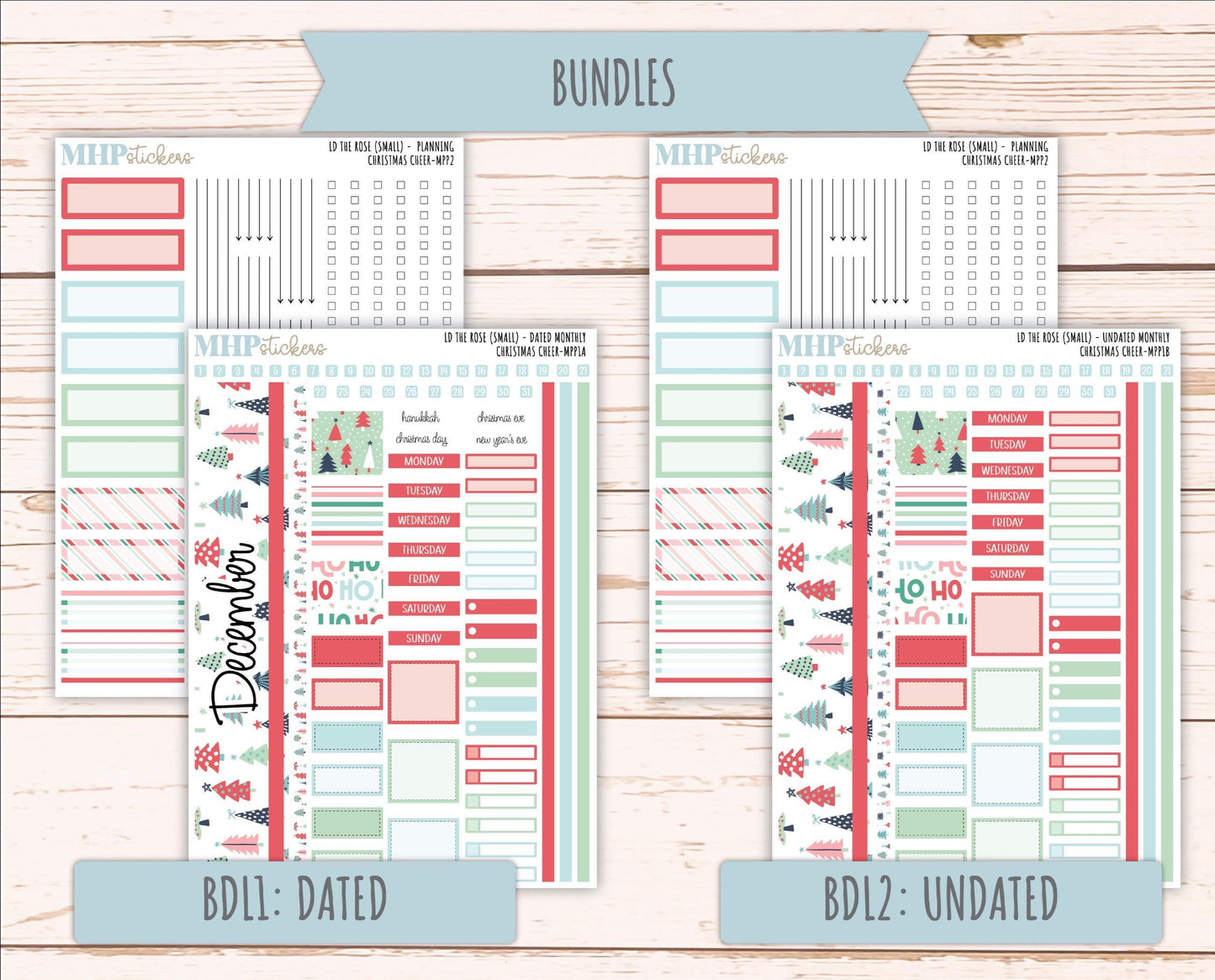 DECEMBER 2025 Stickers for The Rose Small Laurel Denise Planner (Formerly Mini Project Planner) "Christmas Cheer" || MPP