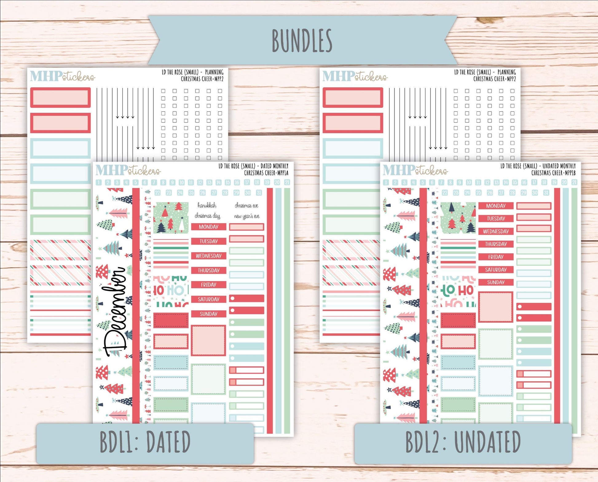 DECEMBER 2025 Stickers for The Rose Small Laurel Denise Planner (Formerly Mini Project Planner) "Christmas Cheer" || MPP