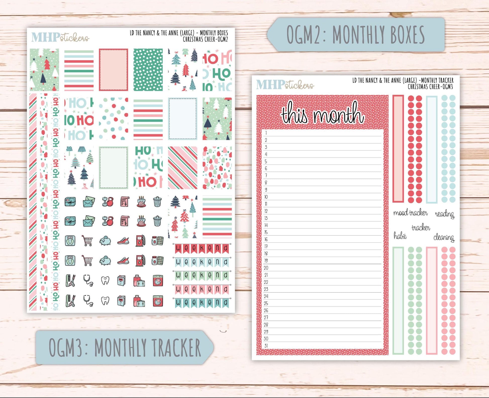 DECEMBER 2025 Stickers for Large-size Horizontal & Vertical Laurel Denise Planners. (Formerly Original Size) "Christmas Cheer" || OG