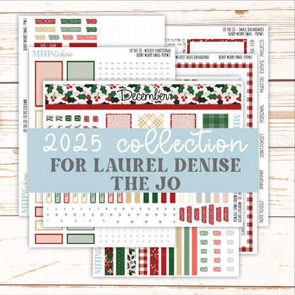 DECEMBER 2025 Stickers for The Jo Laurel Denise Planner (Formerly Pop-Up Planner) "Berry Merry Xmas" || POP