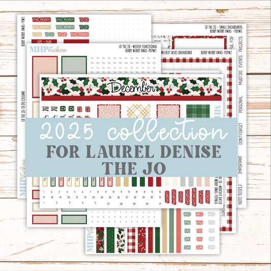 DECEMBER 2025 Stickers for The Jo Laurel Denise Planner (Formerly Pop-Up Planner) "Berry Merry Xmas" || POP