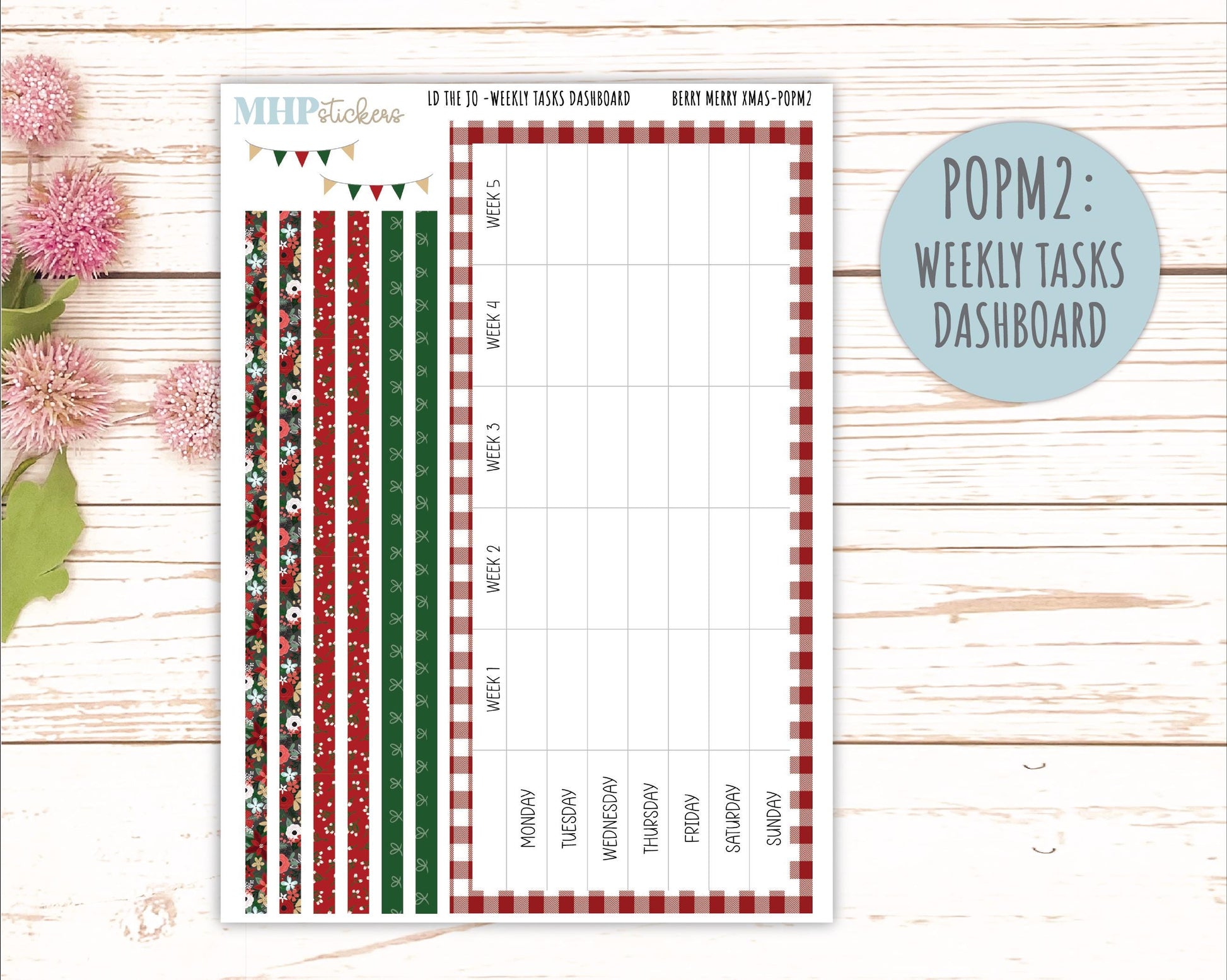 DECEMBER 2025 Stickers for The Jo Laurel Denise Planner (Formerly Pop-Up Planner) "Berry Merry Xmas" || POP