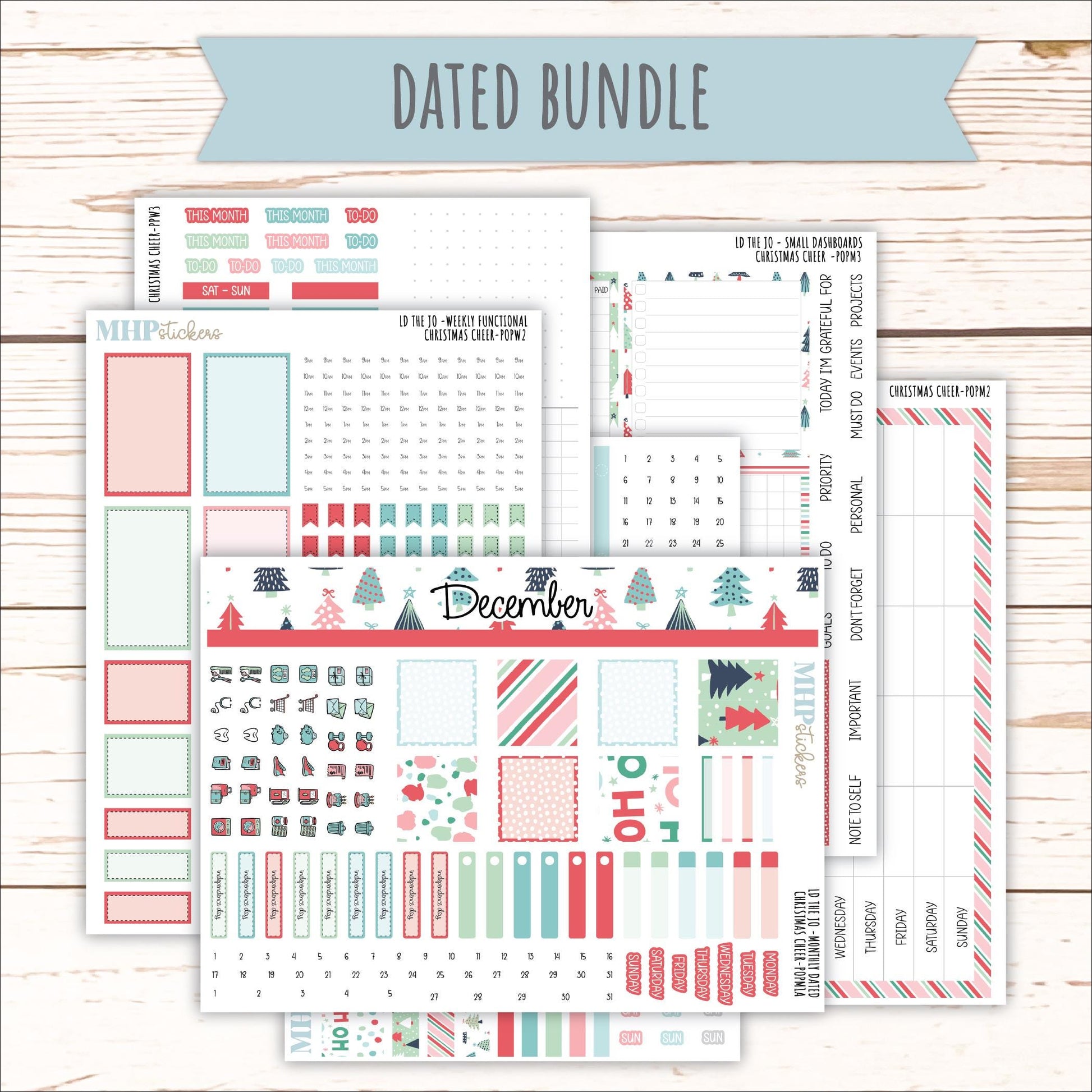 DECEMBER 2025 Stickers for The Jo Laurel Denise Planner (Formerly Pop-Up Planner) "Christmas Cheer" || POP
