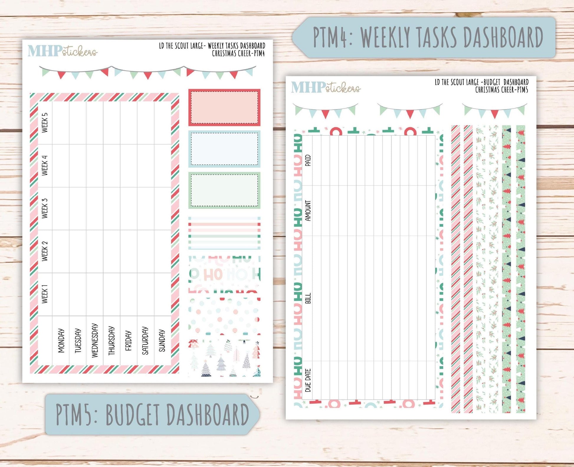 DECEMBER 2025 Stickers for the Large Laurel Denise Scout Planner (formerly Portrait Planner) "Christmas Cheer" || PT