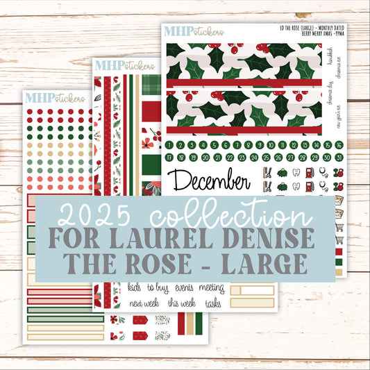 DECEMBER Stickers for the large Laurel Denise Rose Planner (Formerly Project Planner) "Berry Merry Xmas" || PP