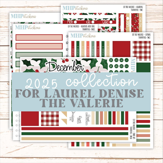 DECEMBER Stickers for The Valerie Laurel Denise Planner (Formerly Teacher Planner) "Berry Merry Xmas" || TC