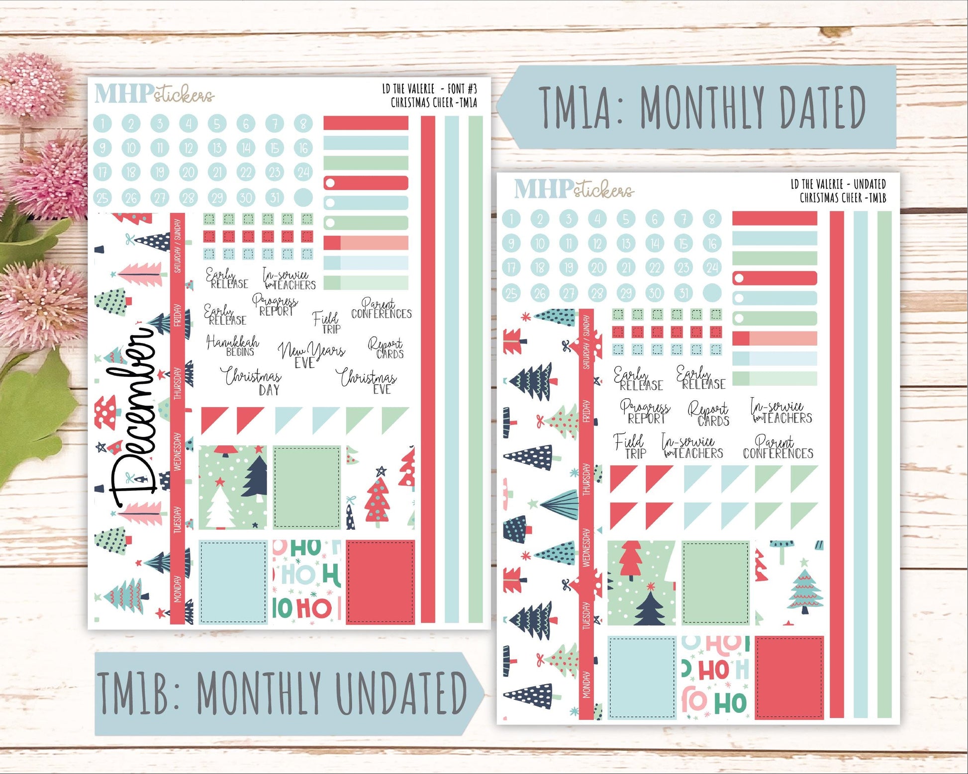DECEMBER Stickers for The Valerie Laurel Denise Planner (Formerly Teacher Planner) "Christmas Cheer" || TC