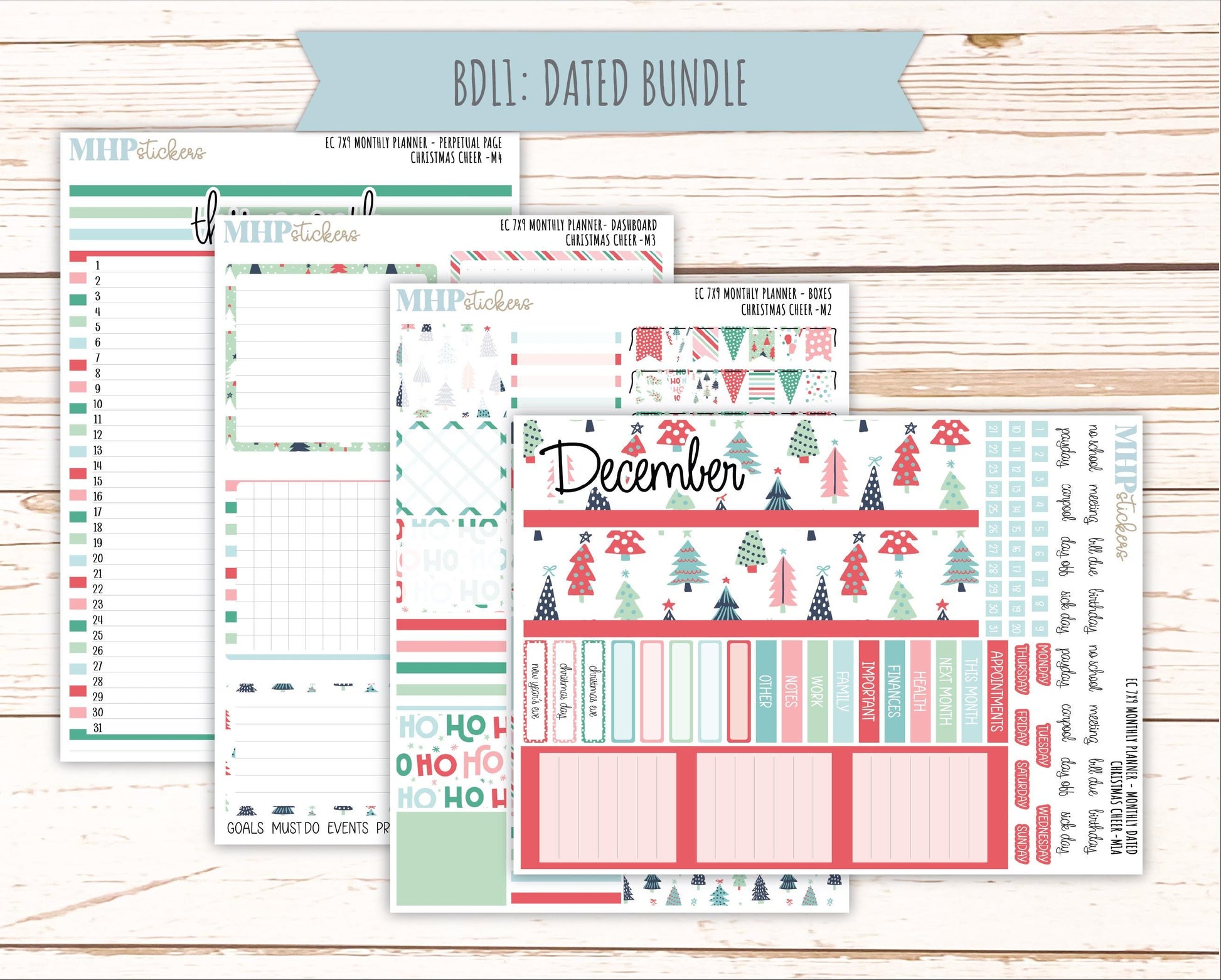 DECEMBER MONTHLY Kit for 7x9 Erin Condren Planners. 2025 Collection "Christmas Cheer" || ECM