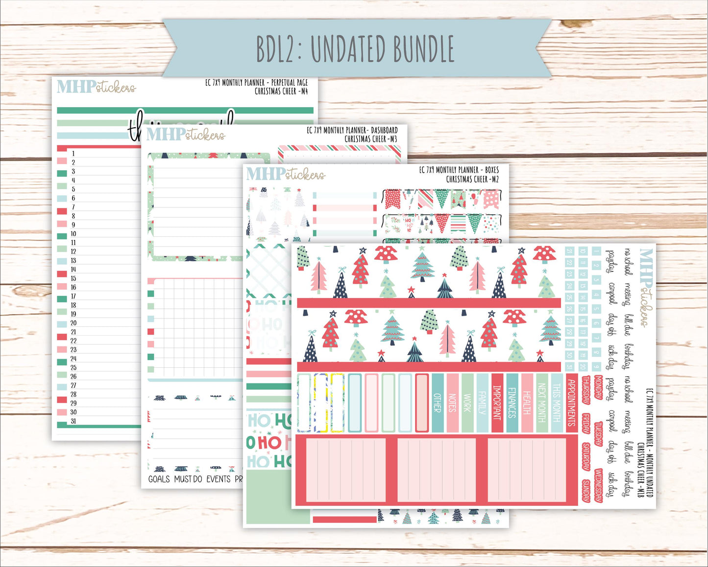 DECEMBER MONTHLY Kit for 7x9 Erin Condren Planners. 2025 Collection "Christmas Cheer" || ECM