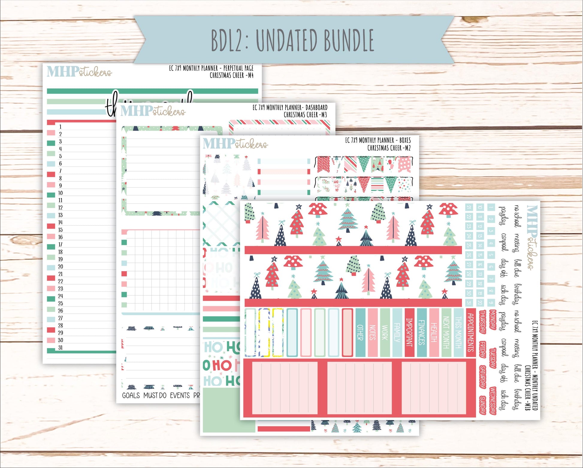 DECEMBER MONTHLY Kit for 7x9 Erin Condren Planners. 2025 Collection "Christmas Cheer" || ECM