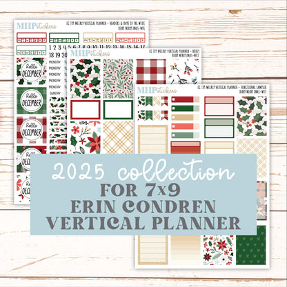 DECEMBER Weekly Vertical Kits for 7x9 Erin Condren Planners. "Berry Merry Xmas" || ECWV