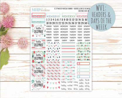 DECEMBER Weekly Vertical Kits for 7x9 Erin Condren Planners. "Christmas Cheer" || ECWV
