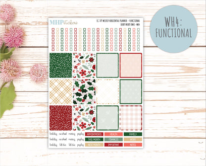 DECEMBER Weekly Horizontal Planning Kit for 7x9 Erin Condren Planners. "Berry Merry Xmas" || ECWH