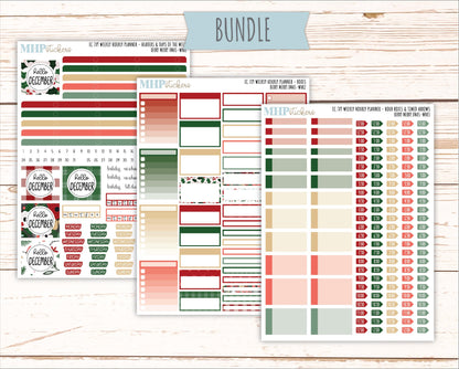 DECEMBER Weekly Hourly Planning Kits for 7x9 Erin Condren Planners. "Berry Merry Xmas" || ECWHR