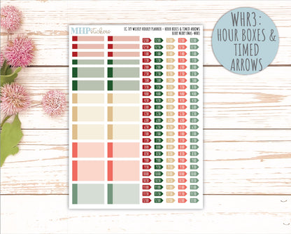 DECEMBER Weekly Hourly Planning Kits for 7x9 Erin Condren Planners. "Berry Merry Xmas" || ECWHR