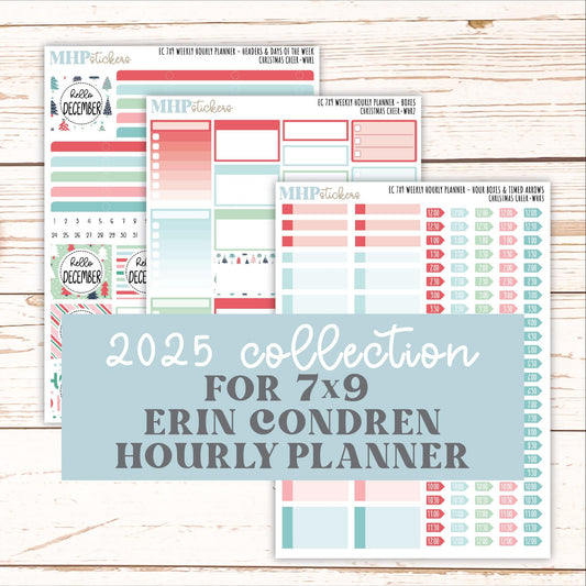 DECEMBER Weekly Hourly Planning Kits for 7x9 Erin Condren Planners. "Christmas Cheer" || ECWHR