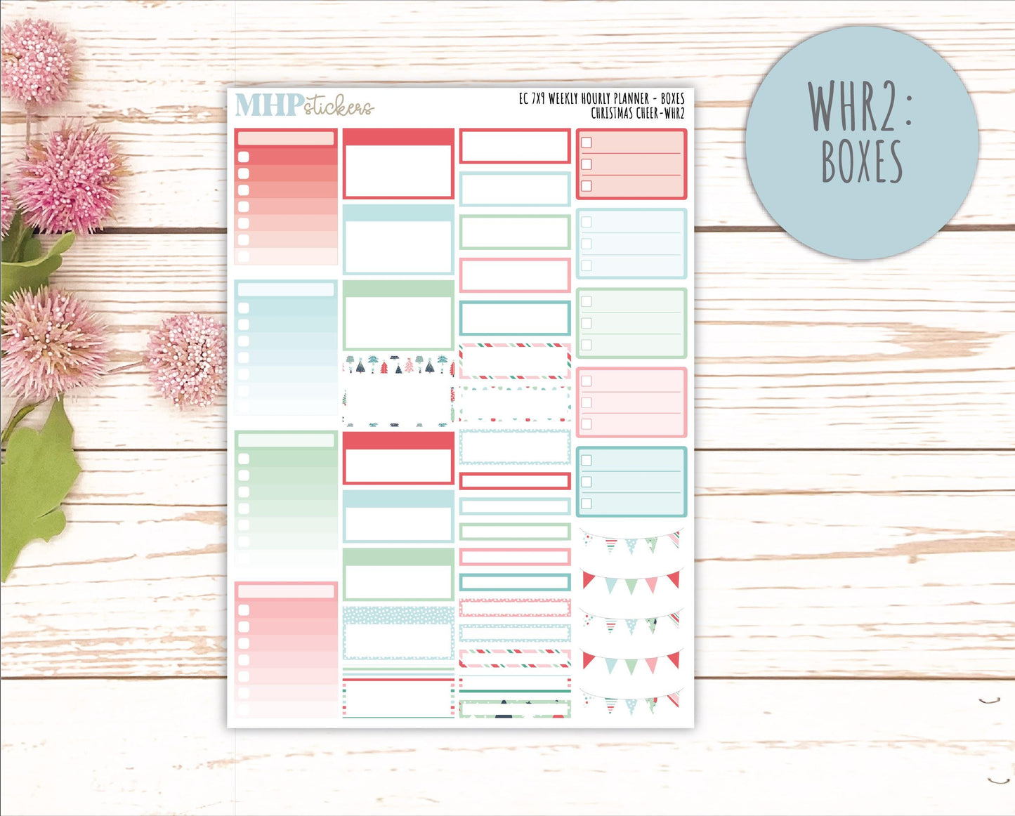 DECEMBER Weekly Hourly Planning Kits for 7x9 Erin Condren Planners. "Christmas Cheer" || ECWHR