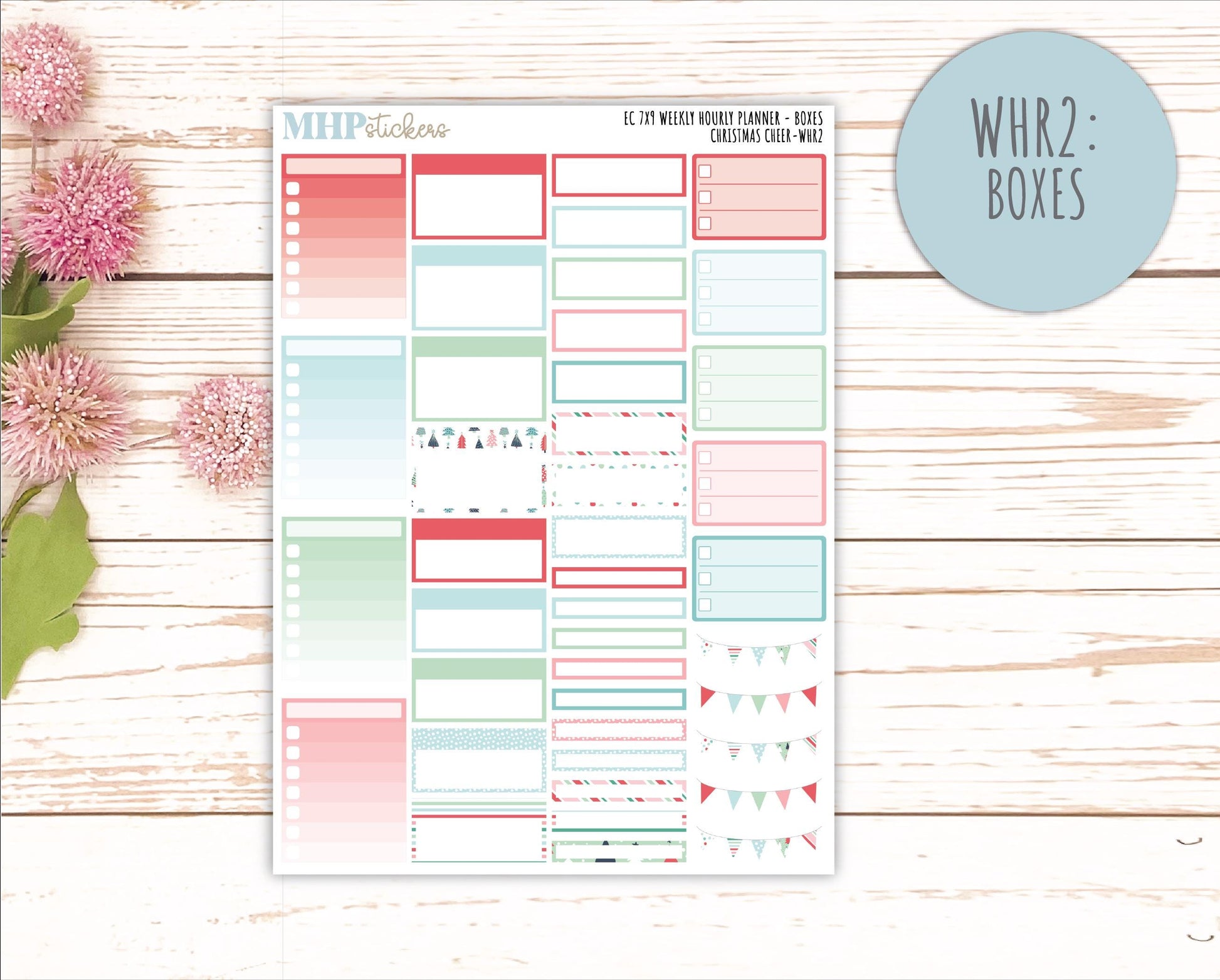 DECEMBER Weekly Hourly Planning Kits for 7x9 Erin Condren Planners. "Christmas Cheer" || ECWHR