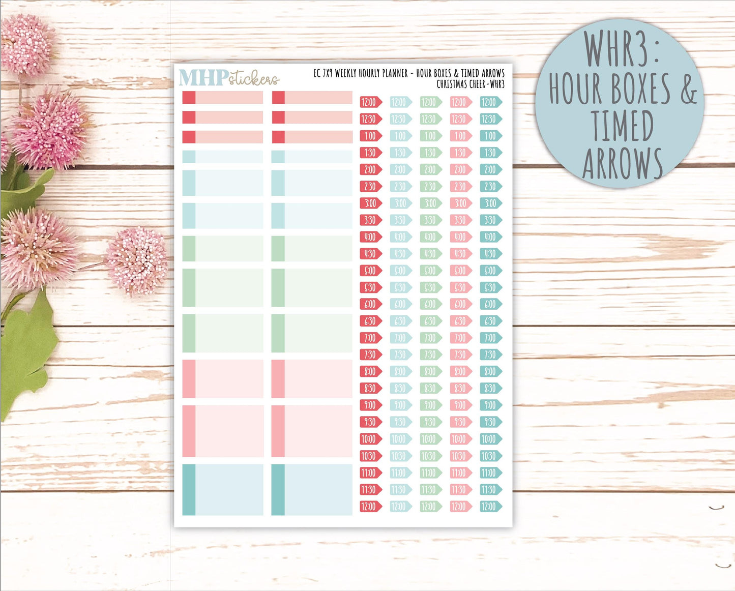DECEMBER Weekly Hourly Planning Kits for 7x9 Erin Condren Planners. "Christmas Cheer" || ECWHR