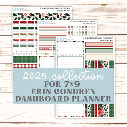 DECEMBER Weekly Dashboard Kit for 7x9 Erin Condren Planners. "Berry Merry Xmas" || ECWDS