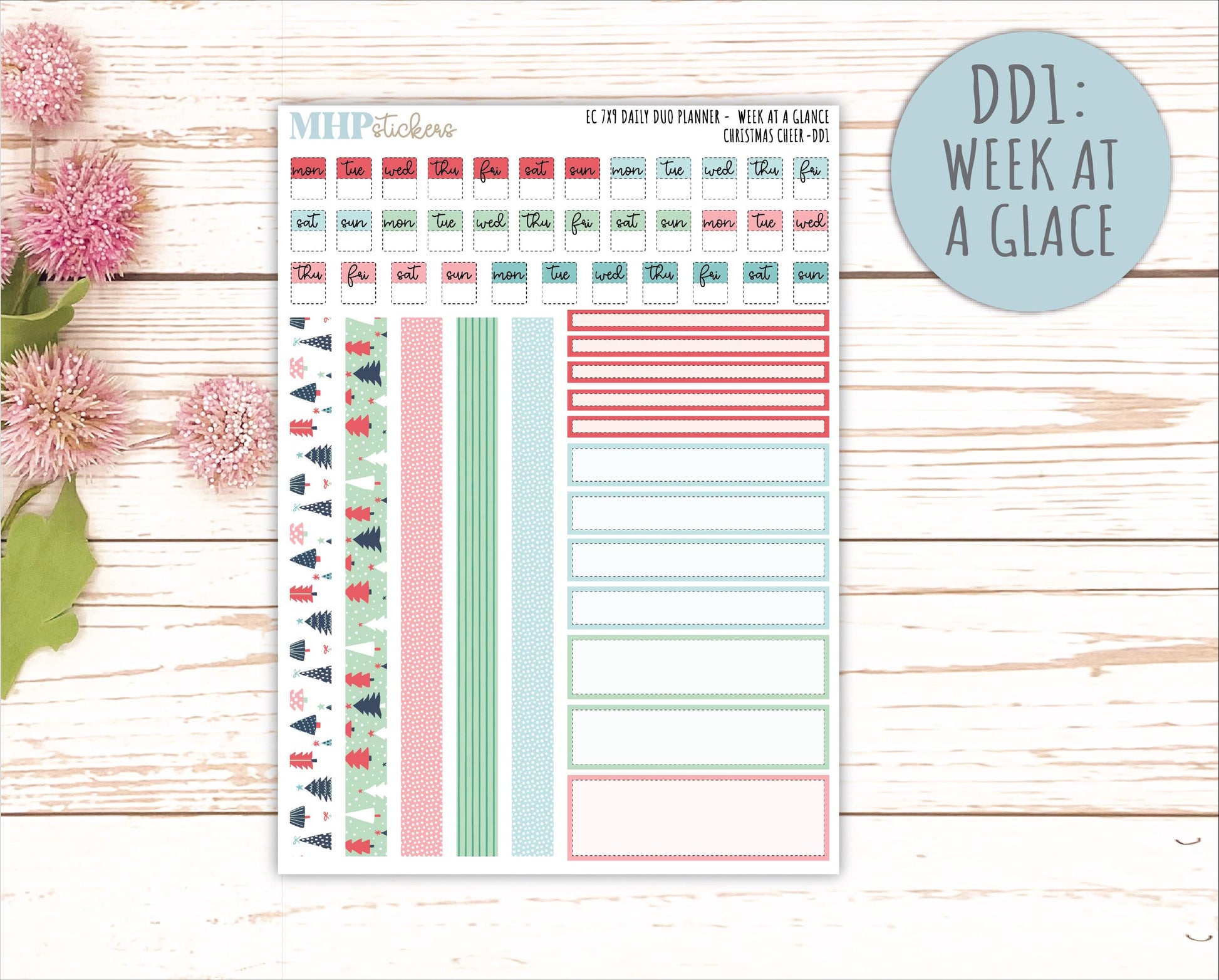 DECEMBER Daily Duo Sticker Kit for 7x9 Erin Condren Planners. "Christmas Cheer" || ECDD