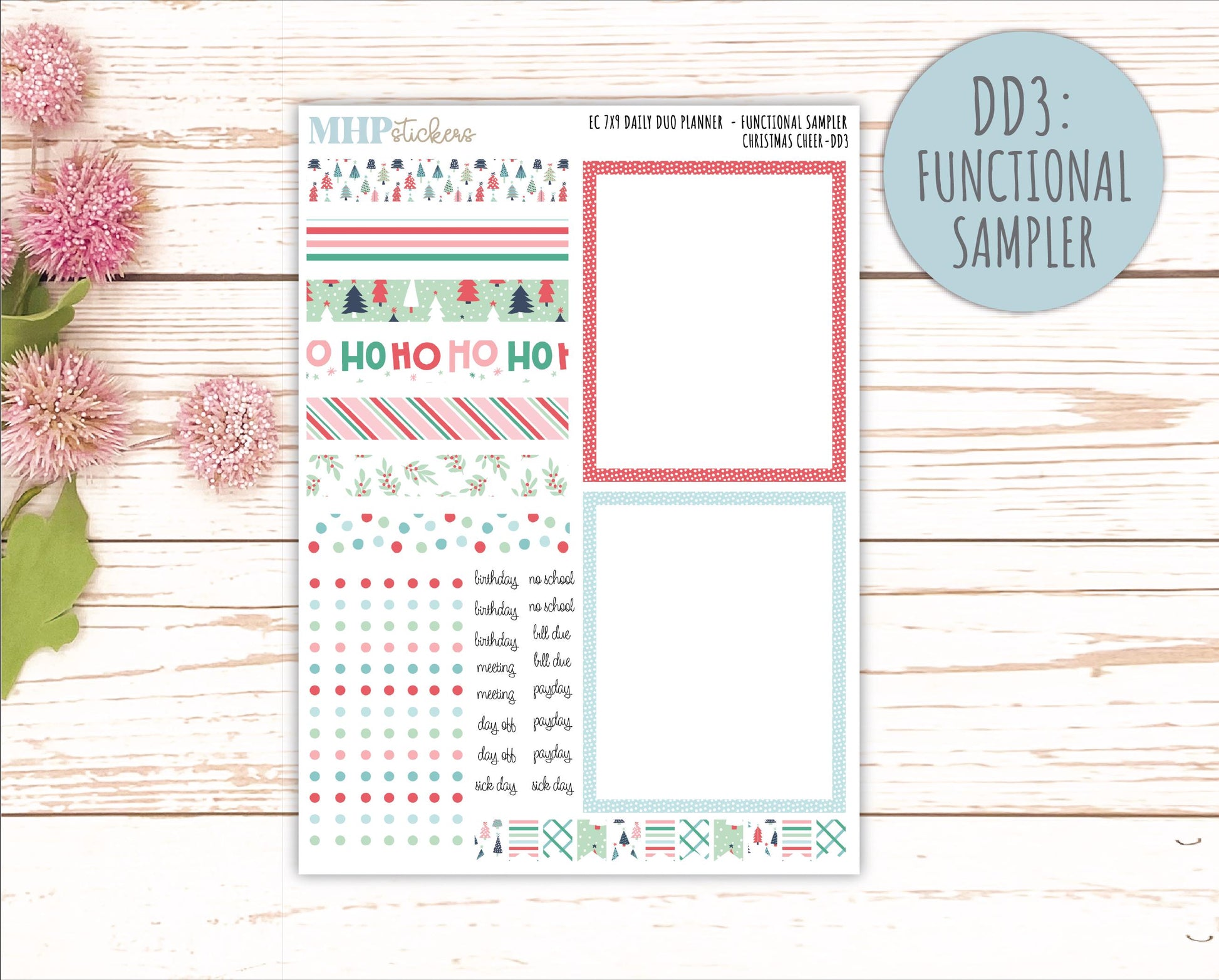 DECEMBER Daily Duo Sticker Kit for 7x9 Erin Condren Planners. "Christmas Cheer" || ECDD