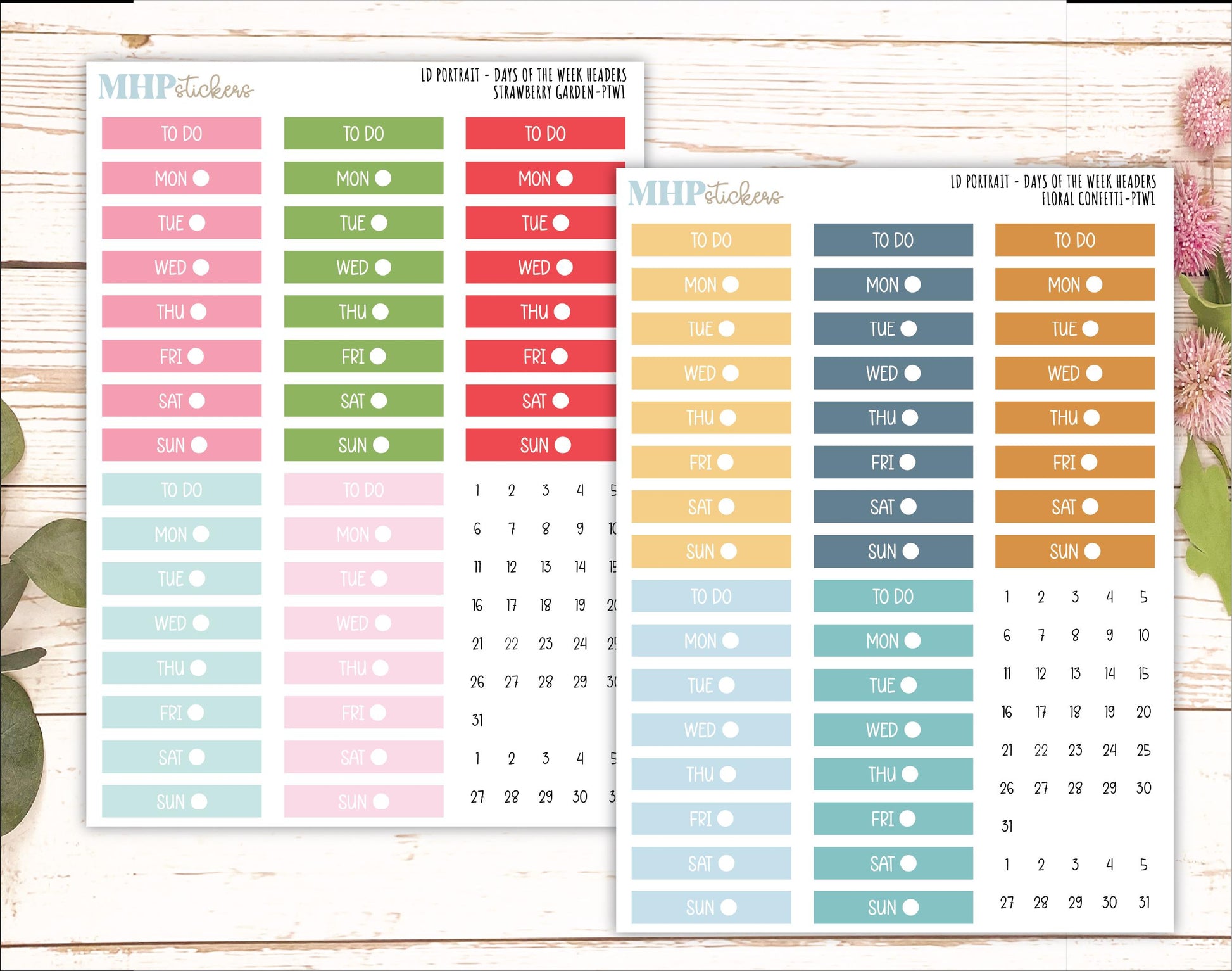 Days of the Week Headers for the Large Laurel Denise Scout Planner (formerly Portrait Planner) 2025 Collection || PT