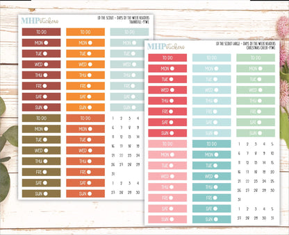 Days of the Week Headers for the Large Laurel Denise Scout Planner (formerly Portrait Planner) 2025 Collection || PT