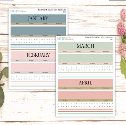 Neutral Color Monthly Headers Set for the Small Scout Laurel Denise Planners || LD427