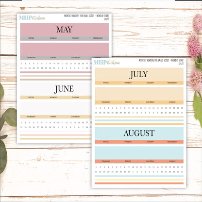 Neutral Color Monthly Headers Set for the Small Scout Laurel Denise Planners || LD427