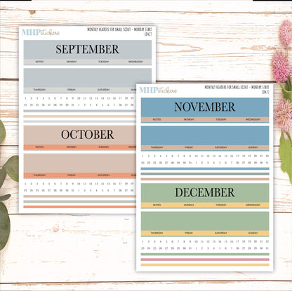 Neutral Color Monthly Headers Set for the Small Scout Laurel Denise Planners || LD427