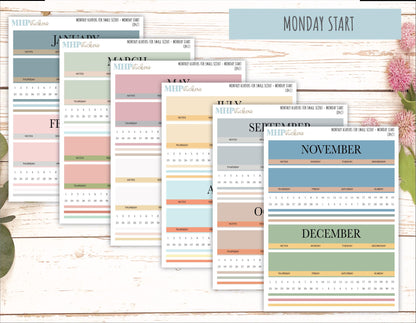 Neutral Color Monthly Headers Set for the Small Scout Laurel Denise Planners || LD427