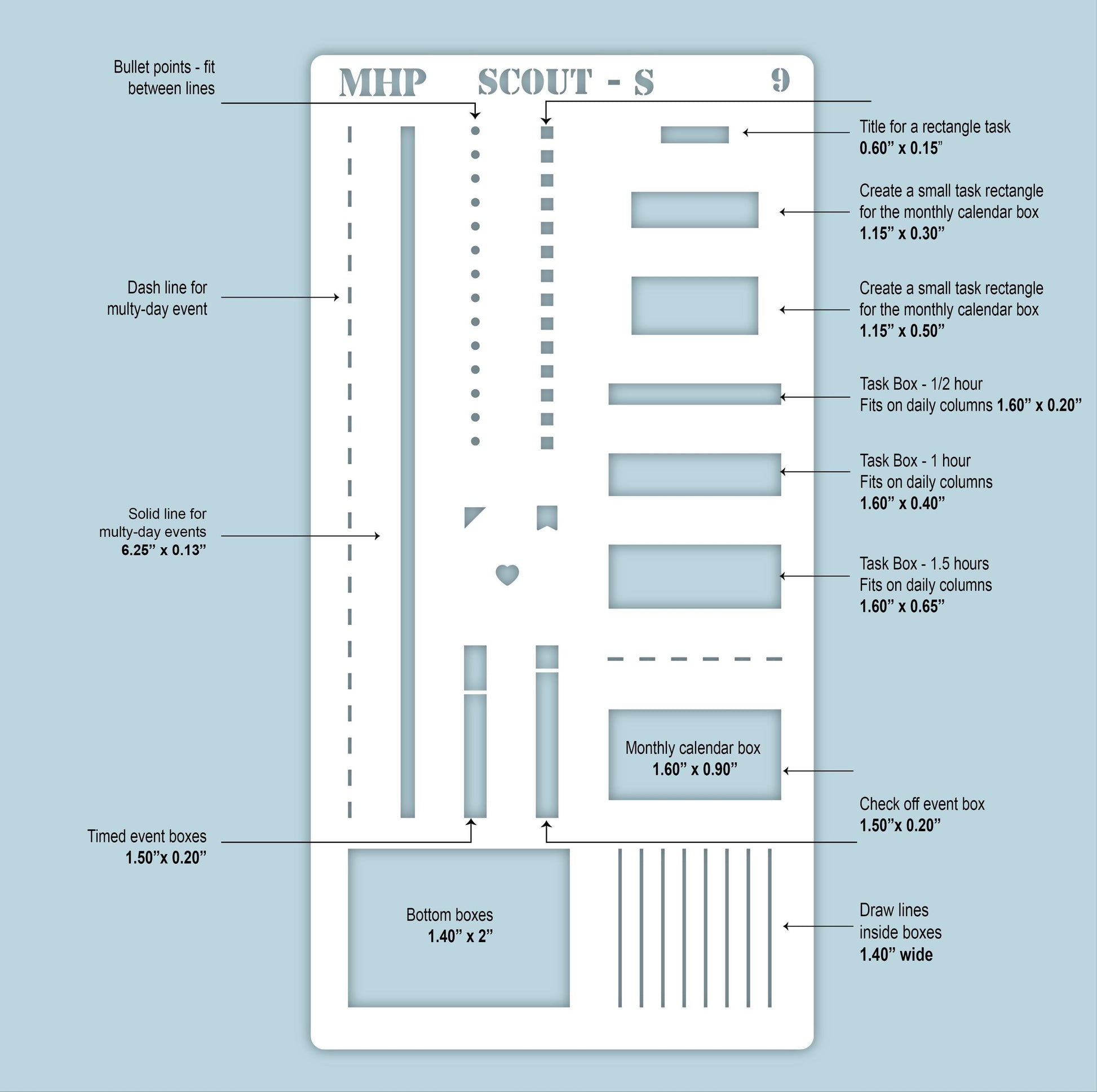 STENCIL #9 for the Small Laurel Denise Planner The Scout || STL