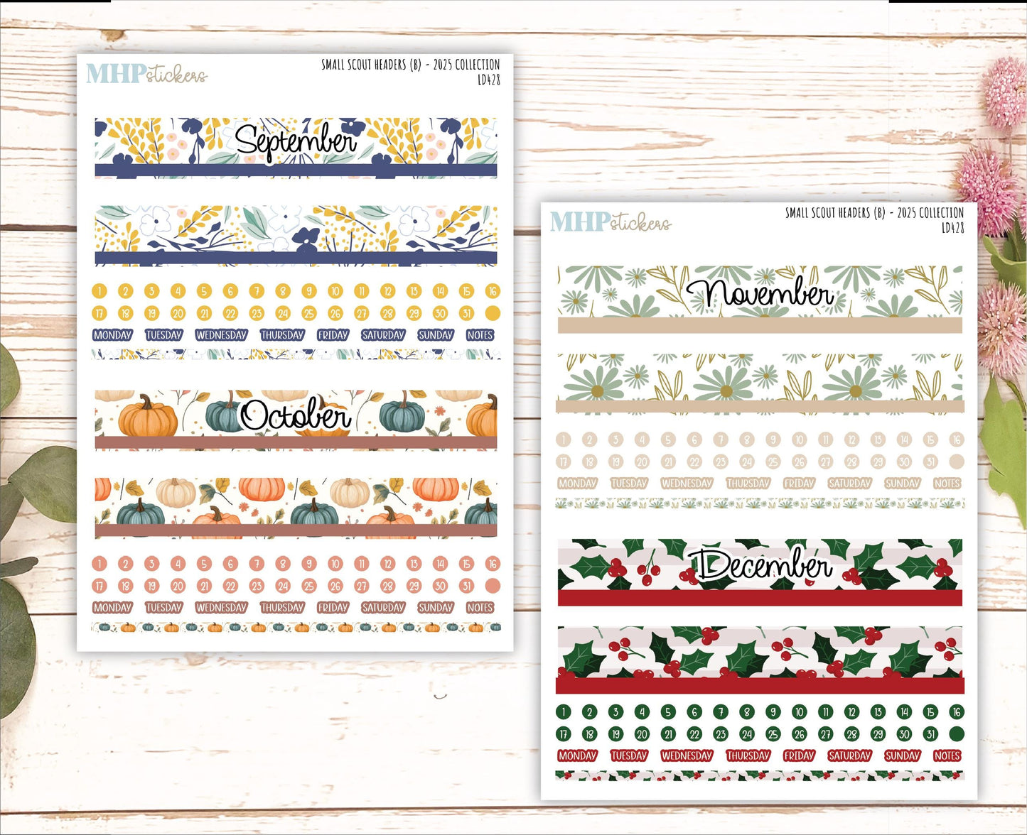 Monthly Headers Set for Laurel Denise Small Scout Planner. 2025 Collection (B) || LD428