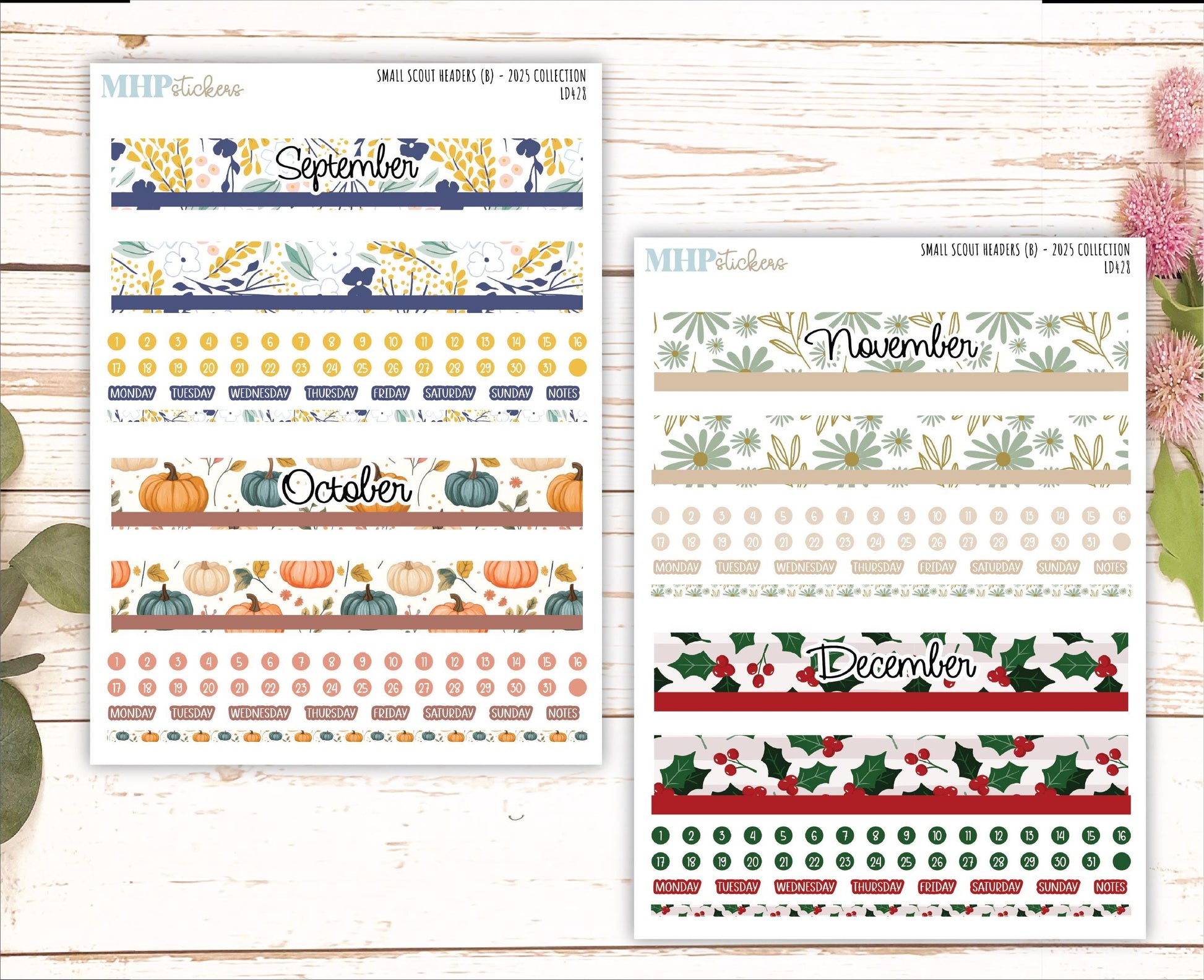 Monthly Headers Set for Laurel Denise Small Scout Planner. 2025 Collection (B) || LD428