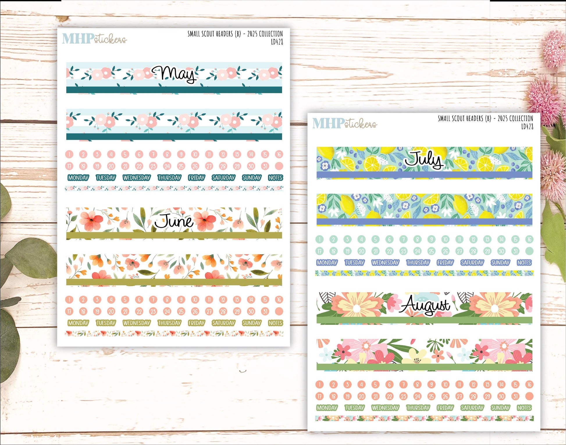Monthly Headers Set for Laurel Denise Small Scout Planner. 2025 Collection (B) || LD428