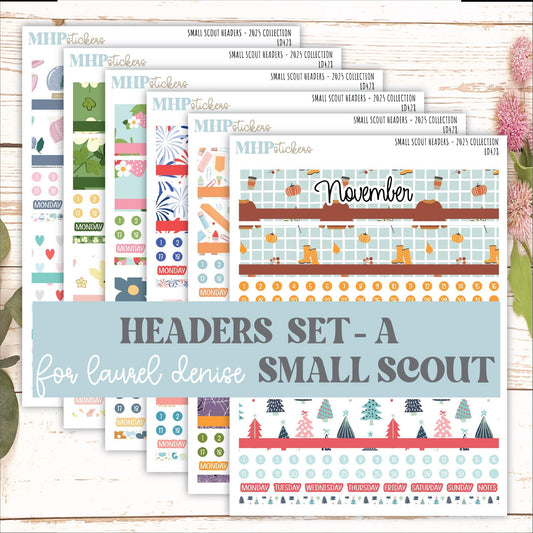 Monthly Headers Set for Laurel Denise Small Scout Planner. 2025 Collection (A) || LD428
