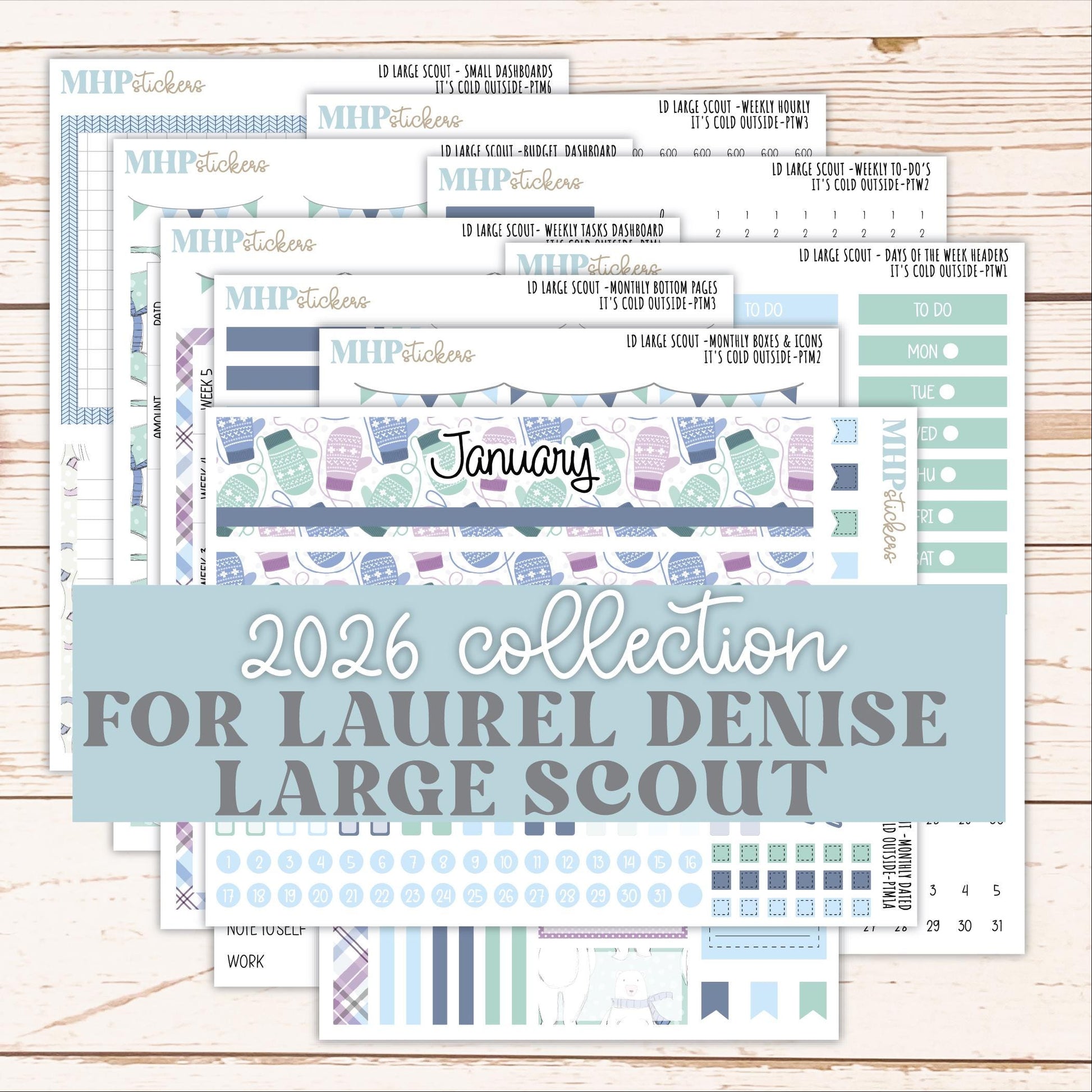JANUARY 2026 Stickers for the Large Scout Planner (formerly Portrait Planner). For Laurel Denise Planners "It's Cold Outside" ||PT