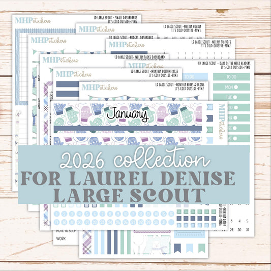 JANUARY 2026 Stickers for the Large Scout Planner (formerly Portrait Planner). For Laurel Denise Planners "It's Cold Outside" ||PT