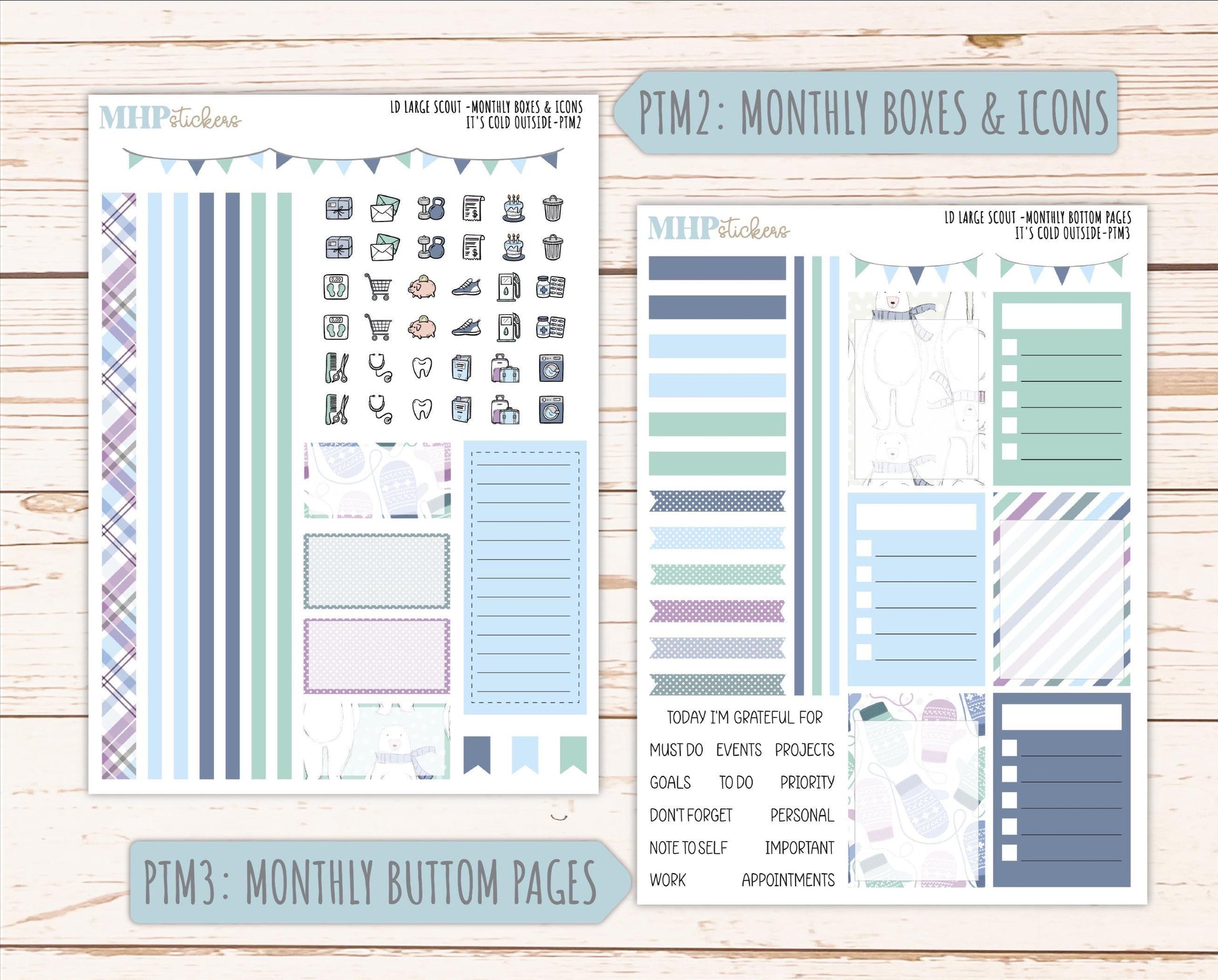 JANUARY 2026 Stickers for the Large Scout Planner (formerly Portrait Planner). For Laurel Denise Planners "It's Cold Outside" ||PT