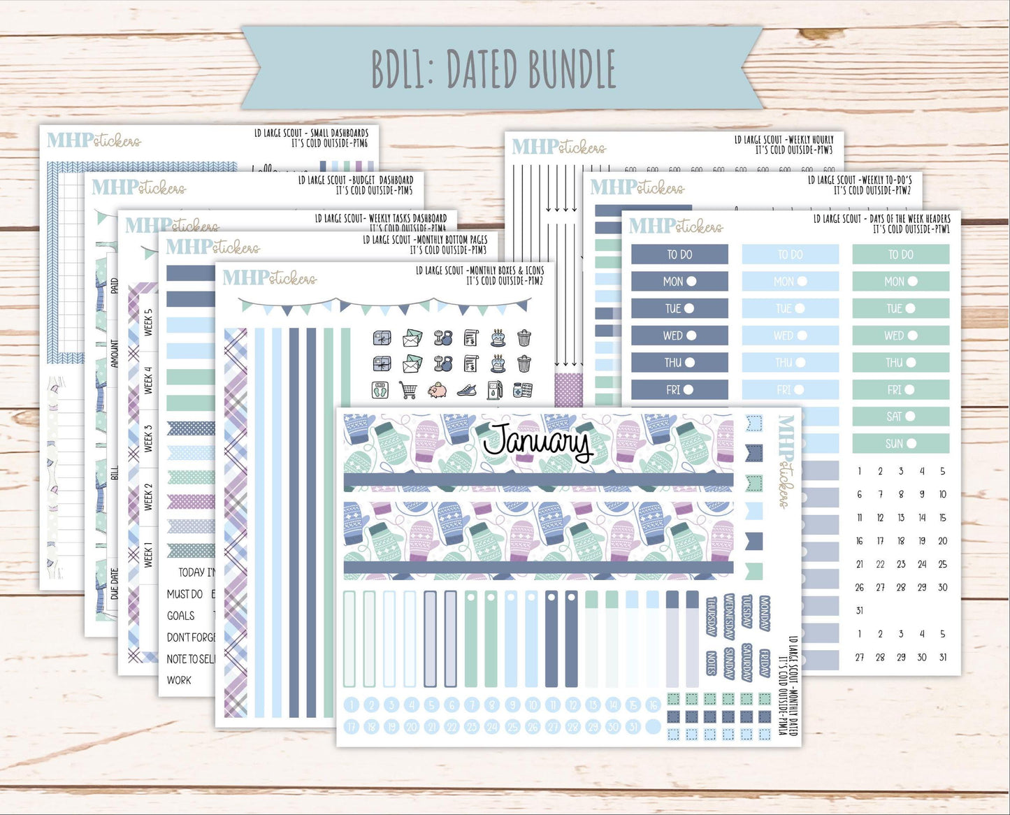 JANUARY 2026 Stickers for the Large Scout Planner (formerly Portrait Planner). For Laurel Denise Planners "It's Cold Outside" ||PT