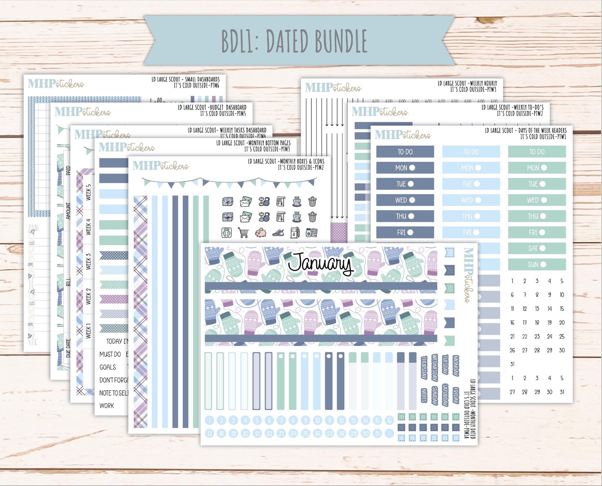 JANUARY 2026 Stickers for the Large Scout Planner (formerly Portrait Planner). For Laurel Denise Planners "It's Cold Outside" ||PT