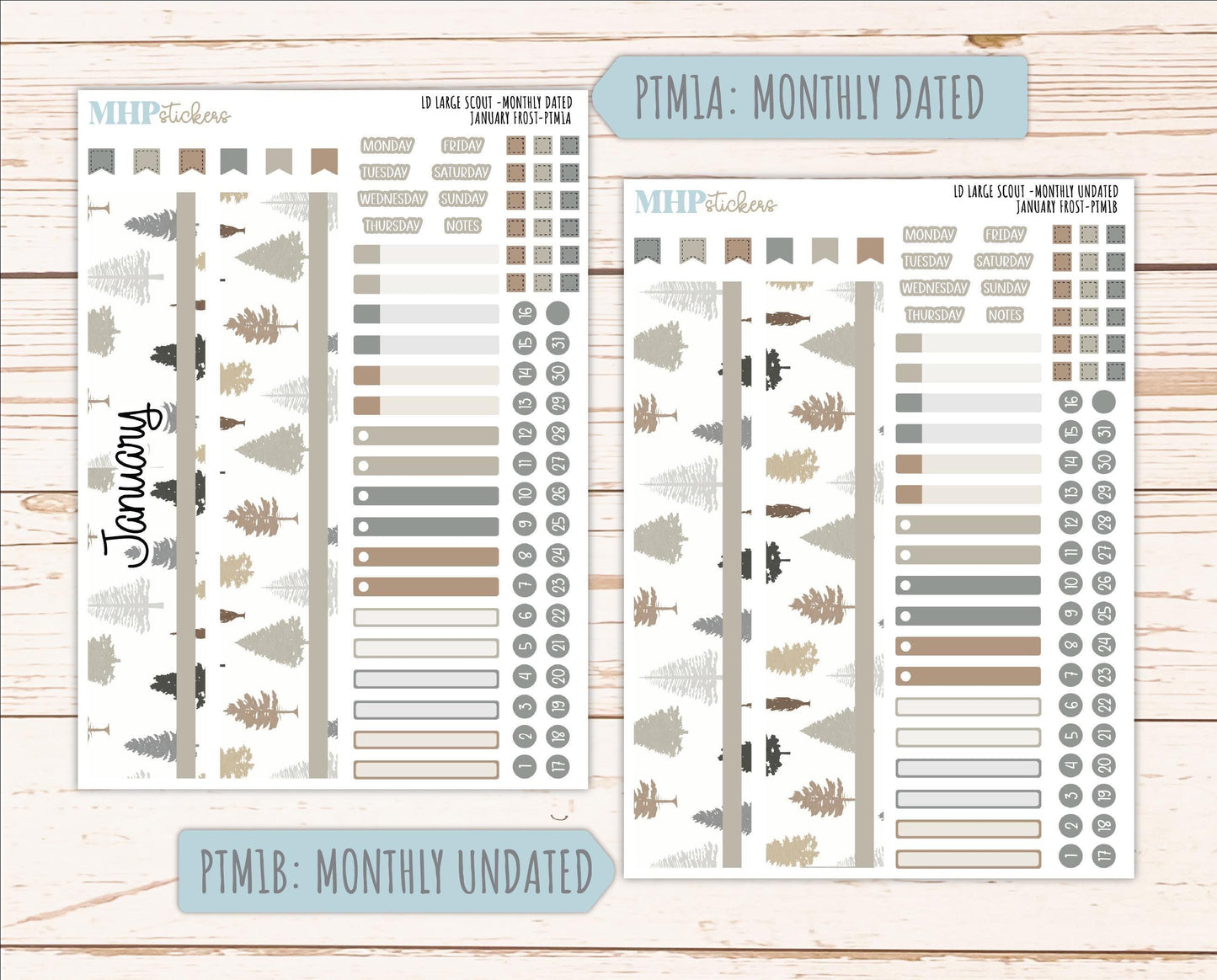 JANUARY 2026 Stickers for the Large Scout Planner (formerly Portrait Planner). For Laurel Denise Planners "January Frost" ||PT