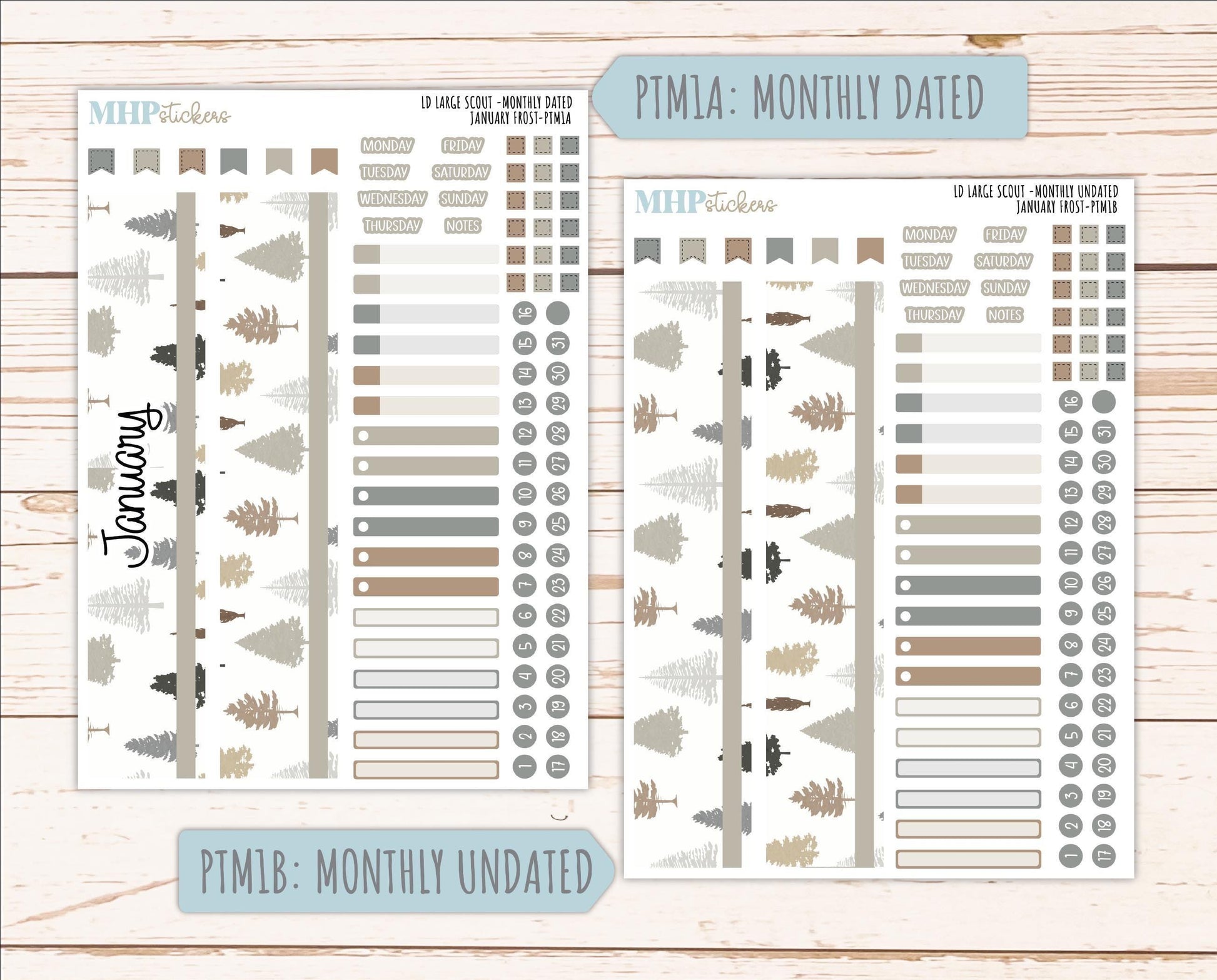 JANUARY 2026 Stickers for the Large Scout Planner (formerly Portrait Planner). For Laurel Denise Planners "January Frost" ||PT