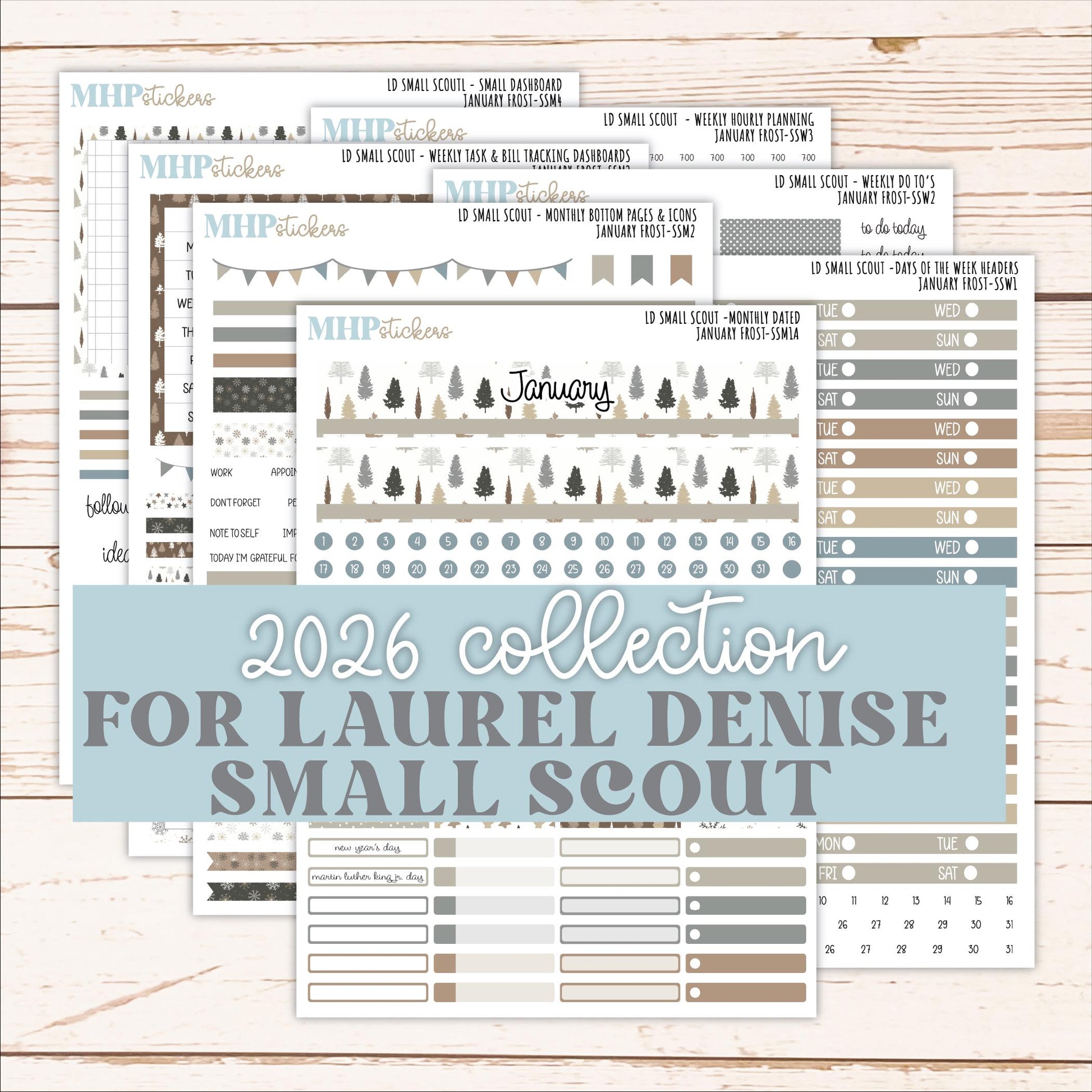 JANUARY 2026 Stickers for the Small Scout Planner. For Laurel Denise Planners. "January Frost" ||SS