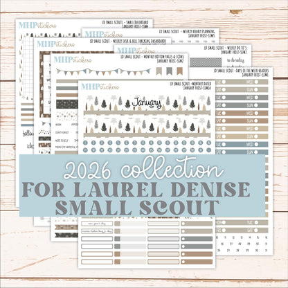 JANUARY 2026 Stickers for the Small Scout Planner. For Laurel Denise Planners. "January Frost" ||SS