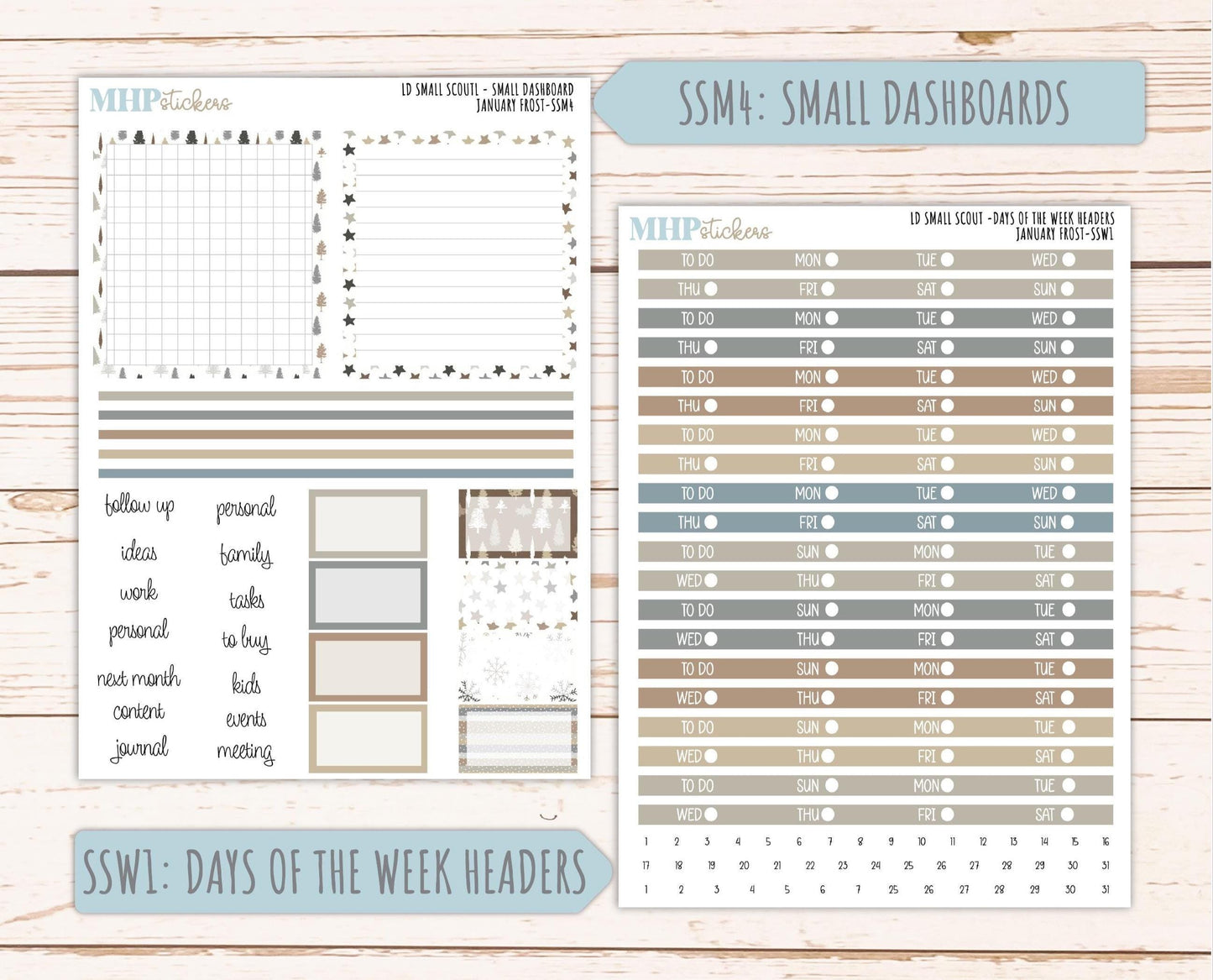 JANUARY 2026 Stickers for the Small Scout Planner. For Laurel Denise Planners. "January Frost" ||SS