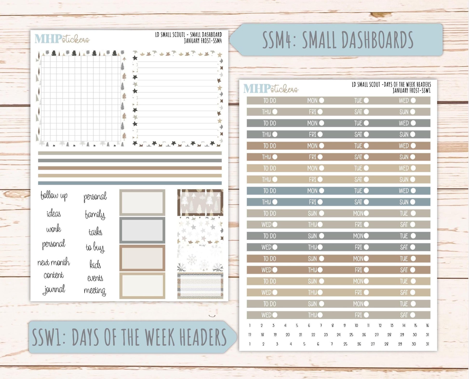 JANUARY 2026 Stickers for the Small Scout Planner. For Laurel Denise Planners. "January Frost" ||SS