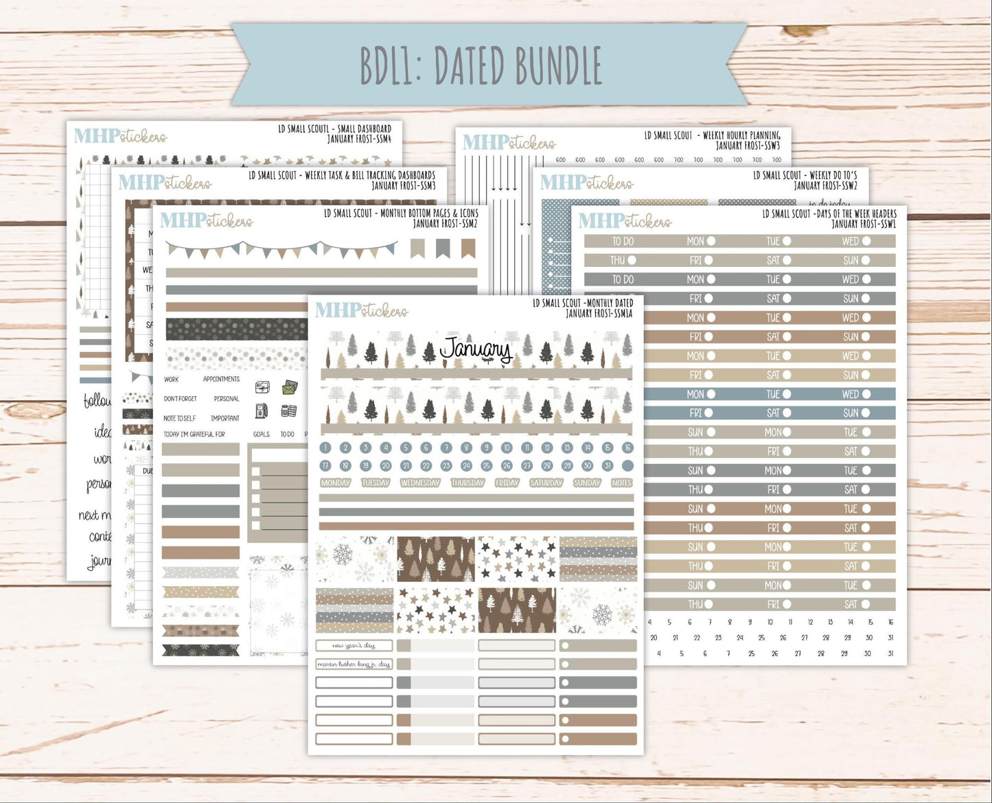 JANUARY 2026 Stickers for the Small Scout Planner. For Laurel Denise Planners. "January Frost" ||SS